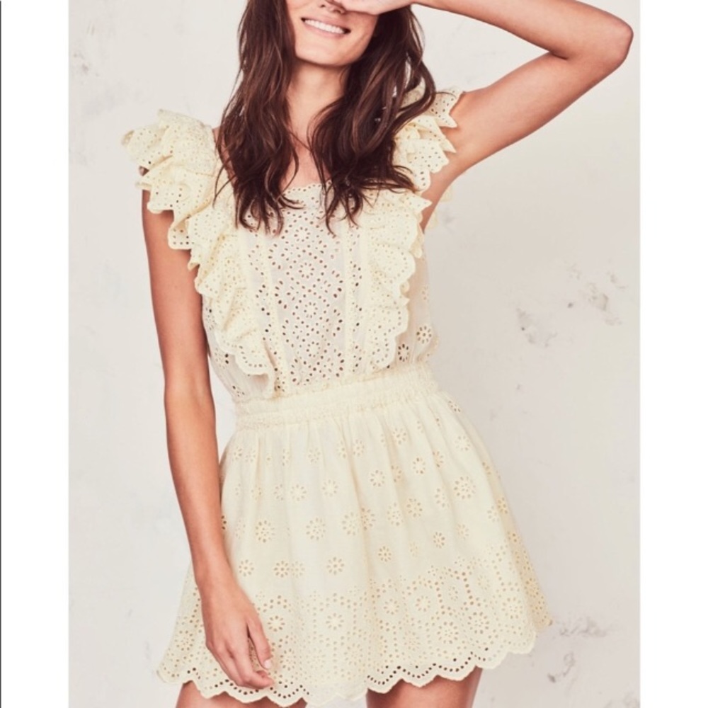 LOVESHACKFANCY Claasic Eyelet Ruffle Mini dress